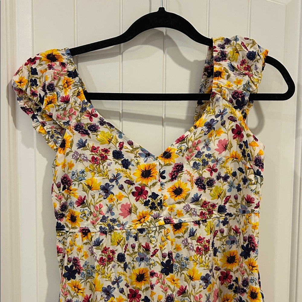 Old Navy Yellow Floral Tiered Midi Dress - Picture 4 of 7